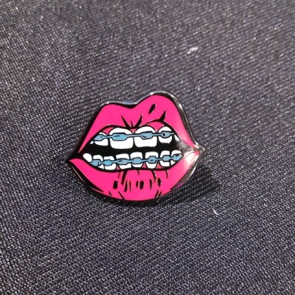 Lips Braces Pink Lips Enamel Pin